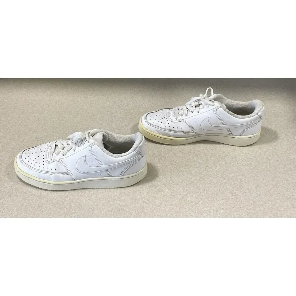 Nike Court Vision Low Top Sneakers Triple White Women’s Size 9 Sporty Gym Shoes